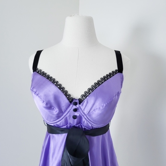 *Free With Purchase* Lilac camisole bra corset satin lace support satin negligee - Picture 8 of 8